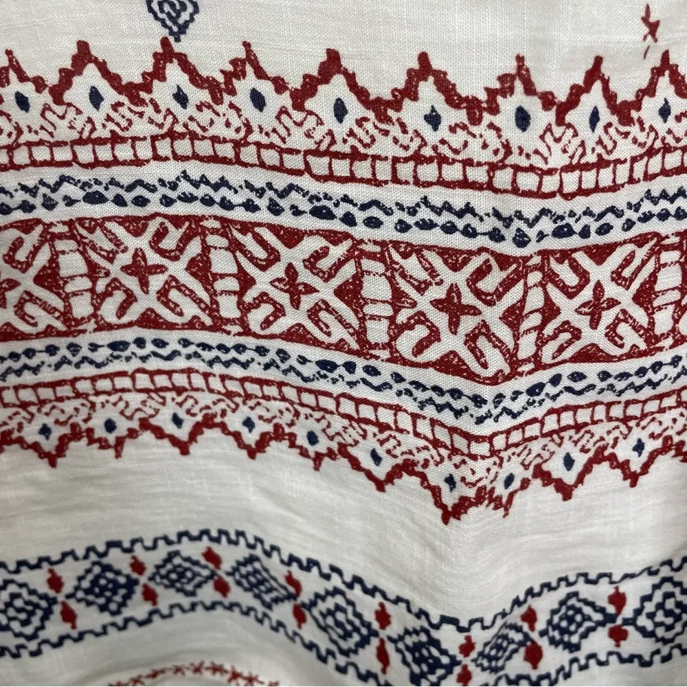 Yak & Yeti Sleeveless White Patterned Dress,‎ S